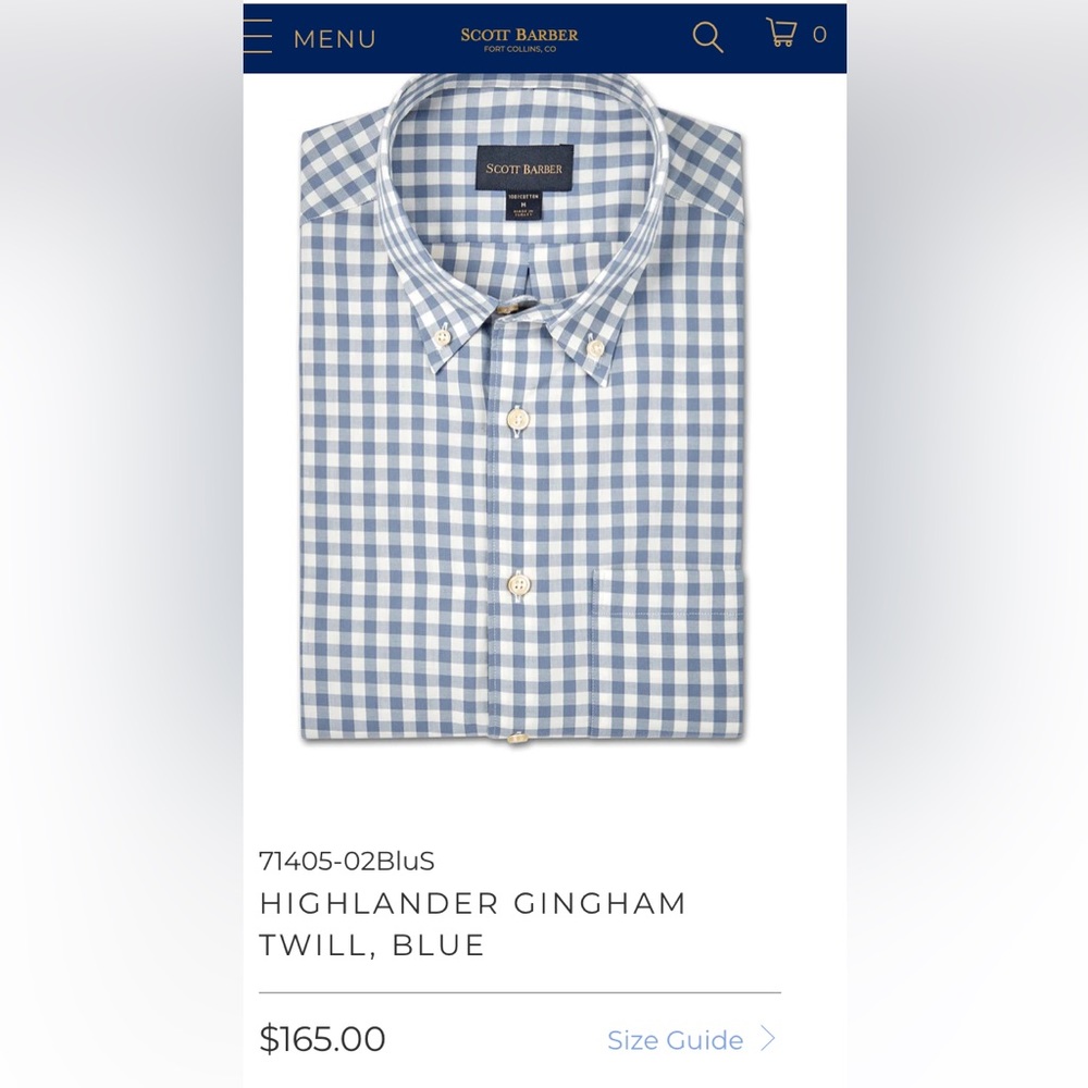 Scott Barber Large HIGHLANDER TWILL BLUE lightly worn professional dry cleaned.